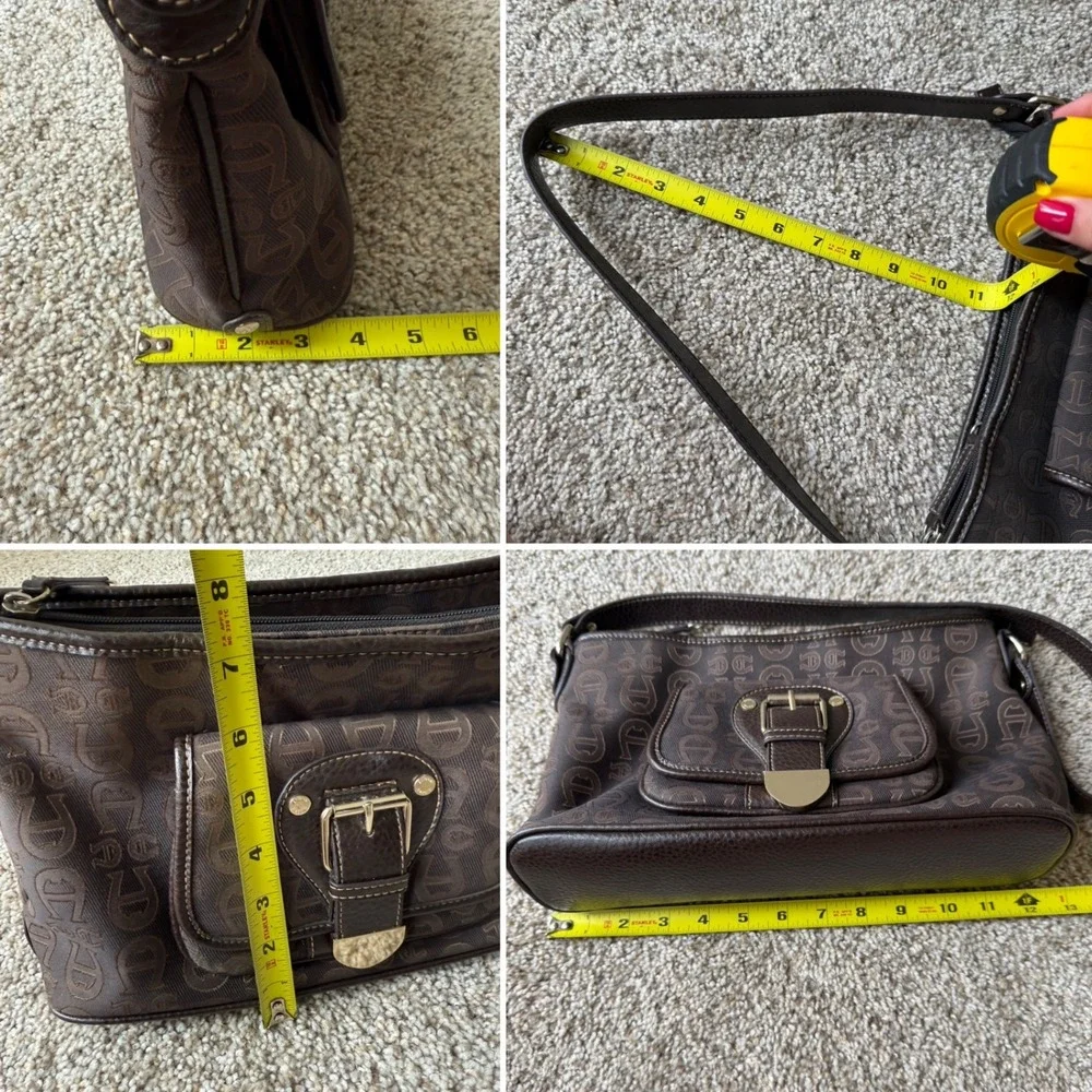 Vintage Y2K Etienne Aigner Monogram Hobo Bag Buckle‎ Shoulder Bag Brown